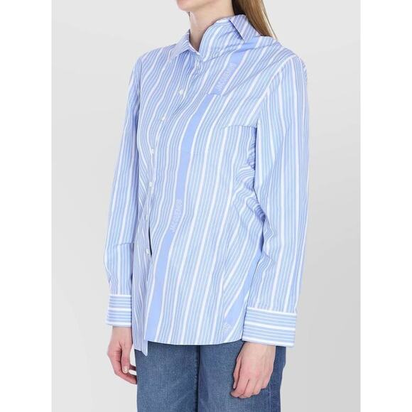 Jacquemus La Chemise Pablo Asymmetric Shirt in Blue Stripe 36 US 4 - Picture 2 of 4
